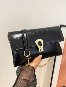 新款时尚鳄鱼纹信封手提包，复古小号斜挎包，女士适用