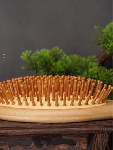 1 件气垫按摩发刷，楠木木桨刷，竹气垫刷，礼物，发型刷 - 黃色 - 查看 2