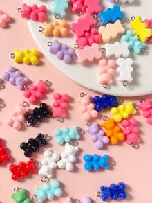 30 chiếc/gói mặt dây chuyền hình chú gấu dễ thương màu trơn (Màu ngẫu nhiên) - Nhiều màu - Xem 2