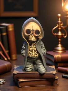 1 Stück neuer stehender Skelett Dekoartikel für Halloween, kreativer Horror Maske Menschliche Resin Figur, Schulmaterial, Rückkehr zur Schule