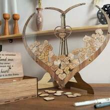 1 个木制心形宾客投递箱，创意 DIY 留言簿，适合婚礼和派对，80 件/100 件不同规格的木制小心形。 - L - 查看 6