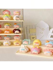 1pc Cute Bead Display Box, Mini Figurine Display Cabinet, Blind Box Display Stand, Acrylic Transparent Dust-Proof Storage Box - Yellow - View 3