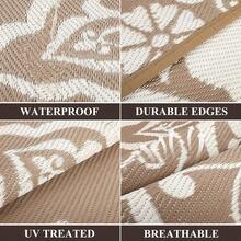 New-  Waterproof Outdoor Rug 6x9, Reversible Plastic Straw Patio Camping Rug, Indoor Outdoor RV Mat Carpet For Deck, Camper, Porch, Balcony, Backyard, Picnic, Boho Brown - Boho Brown 6 X 9 - View 3