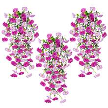 Bộ 2/4/6/8 dây hoa giả bằng lụa và lá bạch đàn, chống tia UV, thích hợp trang trí đám cưới, hiên nhà, phòng khách, tường văn phòng, sân vườn, kệ sách, nhà cửa. - Tím + tím chuyển sắc - Xem 7