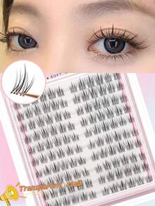10 件/套太阳花风格假睫毛，D 型卷曲仿貂皮睫毛，天然俄罗斯单根睫毛，适合在家 DIY 化妆，猫眼效果，打造迷人双眸