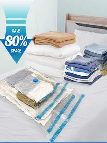 1/3/5/10pcs Vacuum Storage Bags - High Capacity Multi-Functional Vacuum Compressed Bags, Save Up To 80% Space, Portable Plastic Travel Bags, Wardrobe Organizer, Waterproof Dust-Proof Odor-Proof Vacuum Clear Storage Bags, Suitable For Blankets, Bedding, Clothes, Duvets, Essential Home Goods & Seasonal Clothing Storage - Multicolor - View 4