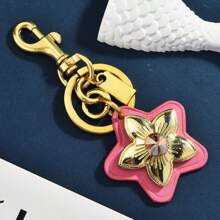 1 buc breloc retro din piele cu floare de camelia, breloc cu floare cu stras de cristal, pandantiv pentru geantă de mână pentru femei, cadou pentru petrecere de ziua de naștere, accesorii auto, breloc pentru geantă, drăguț gotic Y2k