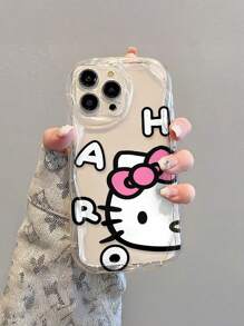 Sanrio Minimalist Big Face Hello Kitty IPhone Case Compatible With IPhone 11/12/13/14/15/16 Pro/Pro Max/Plus, Clear Soft Shell With Oversized Graphic, Stylish Protective Case For Daily Use