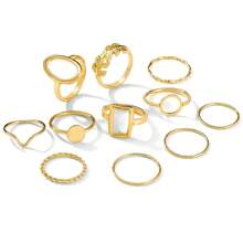 11 pièces/Set Bague de réunion à motif de feuille d'arbre géométrique, bijoux de style créatif et unique pour femmes élégantes