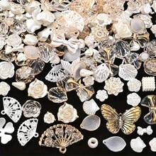 30g (aproximadamente 70-80 piezas) Mezcla de cuentas acrílicas, aptas para collares, pulseras, pendientes, llaveros, bolsos, decoración de ropa y otros accesorios