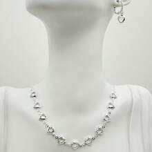 Women's Colorful Heart Necklace + Bracelet And Earrings Set In 925 Silver Plated - White - View 2