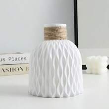 Vase aus Hanfseil mit Ananasmuster, Kunststoff, simpler und frischer Blumenvasen-Effekt mit Wellenstruktur