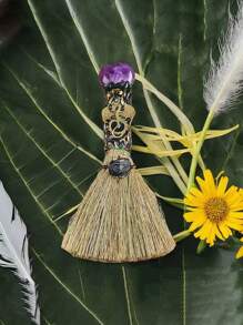 1pc Mini Crystal Magic Broom Decor For Home, Can Also Be Used For Desktop Cleaning, Halloween & Christmas Gift Home Decor Halloween Decor Fall Decor
