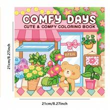 1 pieza Librería de osito: Libro para colorear lindo con diseño fácil y sencillo para relajarse, libro de colorear lindo y acogedor para desestresarse, perfecto para relajarse, matar el tiempo o como regalo para amigos, parejas y familiares