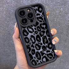 1 Stück Leoparden-Muster personalisierter und luxuriöser, süßer minimalistischer europäischer und amerikanischer Stil schöner Mode Frosted schwarz Lens Rahmen Farbverlauf Design Vollschutz weiche Handyhülle kompatibel mit Apple/Redmi/Transsion/Infinix/NOTE Smartphones wasserdicht stoßfest kratzfest - Verschiedenfarbig - Übersicht 2