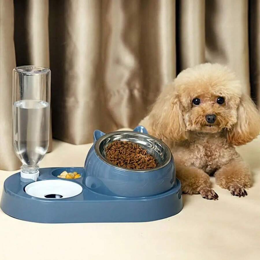 Contenedor de Alimentos con Bebedero, Bebedero y Comedero 2 en 1, Dispensador de Agua para Gatos, Almacenamiento Automático de Agua, Comedero para Perros y Gatos - -Verde oscuro - Ver 1