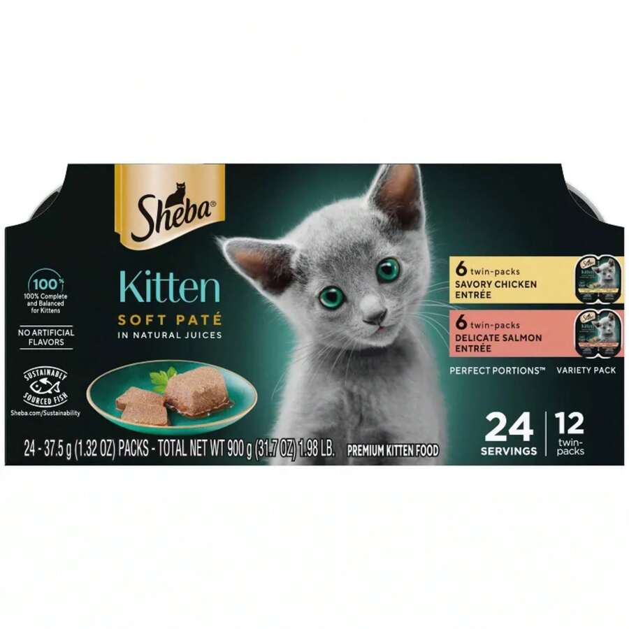 Portions Salmon, Chicken And Seafood Flavor Soft Pate Kitten Wet Food - 31.7oz/12ct - 1 - View 1