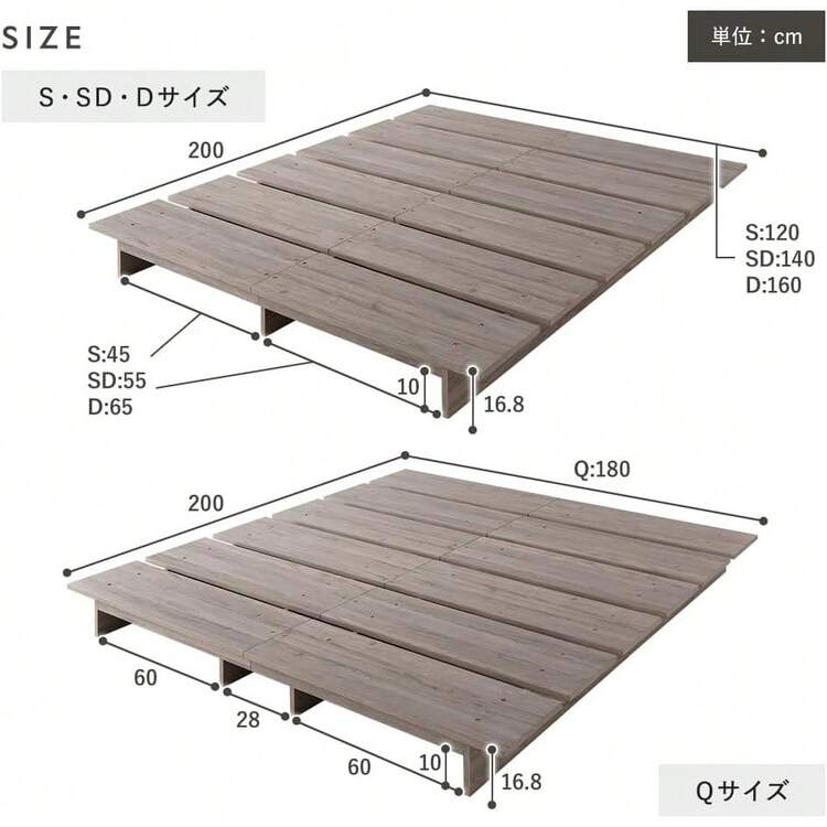 RASIK ベッド セミダブル ステージタイプ フレームのみ ストーングレー 