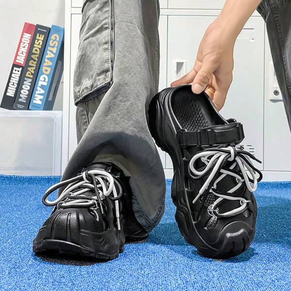 Sandálias masculinas leves e respiráveis - chinelos de praia superconfortáveis com sola grossa, material EVA adequado para todas as estações ao ar livre, chinelos abertos