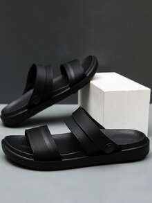 Sandalias casuales para hombres, cómodas, ligeras, antideslizantes y de punta redonda, moda para exteriores, playa y deportes (talla pequeña en 1 talla) - Negro - Ver 6