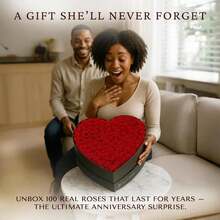 100 Preserved Roses, Forever Flowers For Delivery In Designer Heart-Shaped Box, Petite Long-Lasting Buds For Women, Eternal Rose Bouquet For Mothers Day, Girlfriend'S Birthday - Red - View 5