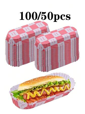 100pcs Disposable Dipping Sauce Containers, Hot Dog Trays, Disposable Food Trays, Paper Cups For Christmas, Halloween, Dipping Sauce Boxes, Perfect For Summer BBQ, High Temperature Resistant Oil-Proof Paper Cups For Fries, Chicken Wings, Chicken Legs, Red & White Checkered Paper Cups For Food, Daily Food Containers, Party Service Trays With Grooved Edges, Suitable For Birthday Parties, Weddings, Camping, Food Trucks And Outdoor Events, Christmas, Halloween, Stackable Trays, Disposable Paper Trays