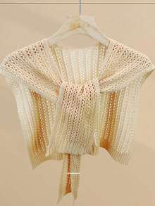 1pc Women's New Solid Color Knitted Shawl, High-End, Lightweight For Spring & Autumn, Fashionable Accessory