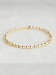 1 pieza Pulsera elástica de moda, estilo bohemio con cuentas de vidrio multicolor, hebra de cuentas de metal enchapado en cobre, pulsera apilable, adecuada para uso diario de mujeres y como regalo