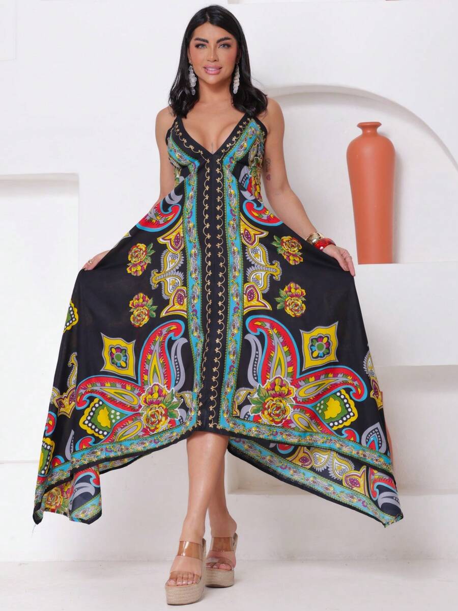 Long  Dress With Pointed Edge - màu đen - Xem 1