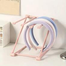 2pcs Foldable Wall-Mounted Organizer Rack - Multi-Layer Storage Shelf, Soft Pink Frame, Durable Plastic Hair Band Clips, Towel Holder - Space Saving, For Women, Bathroom, Bedroom, Kitchen, Playful Design, Lightweight, Hanging Jewelry Organizer - Multicolor - View 7