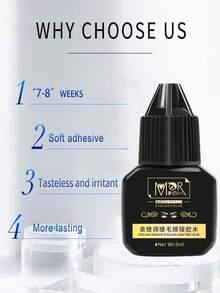 12毫升/5毫升防水纳米簇状睫毛胶，黑色睫毛胶，持久无味，抗过敏超强睫毛嫁接胶 - 持久长达50天，无味，不刺激，低过敏配方 - 适合居家使用，速干强力睫毛胶，持久DIY睫毛胶 - 黑色 - 查看 5