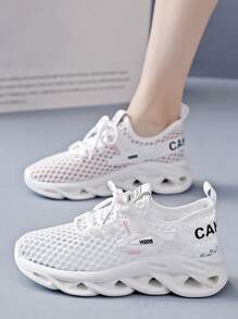Flipark 1 Pair Women's Fashion Solid Color Running Shoes, Breathable Non-Slip Sports Shoes, Lightweight & Comfortable Outdoor Sneakers, Shock Absorbing Platform Old Chunky Sneakers, Mesh Fabric Slip-On Socks Shoes, Versatile Casual Outdoor School Travel Walking Shoes