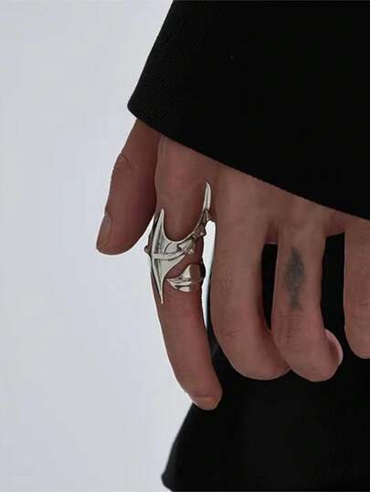 Adjustable Punk Spike Abnormal Cross Ring, Unisex Goth Jewelry