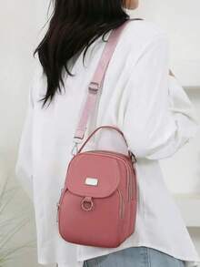 Túi đeo chéo thời trang nữ bằng vải Oxford, màu trơn, kiểu dáng thường ngày, khóa kéo, lớp lót polyester, phụ kiện đa năng hàng ngày, túi xách tay hoàn hảo, ba lô, dung tích lớn, thích hợp đi biển. - Nhiều màu - Xem 5