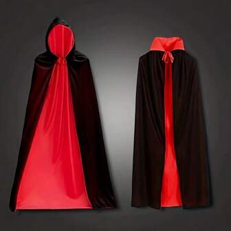 万圣节黑红斗篷、立领巫师吸血鬼斗篷、连帽服装配饰、角色扮演服装道具、派对装饰摄影道具、舞台表演配饰