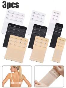 3 件套女士胸罩延长带 2 钩/3 钩/4 钩胸罩延长带，柔软弹力背部胸罩延长带，胸罩延长带，女士内衣胸罩带扣