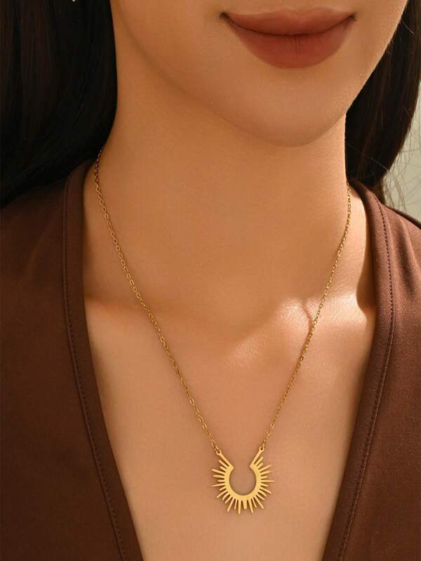 1 pieza de collar de radiante forma de girasol de moda para mujeres, colgante de estilo simple, adecuado para uso diario