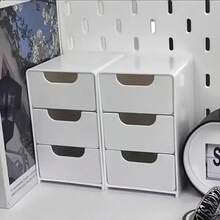 1个/2个/3个装白色三抽屉可叠放桌面收纳盒，适用于办公室、家庭，可用作化妆品、文具、浴室用品、公寓必需品、珠宝、戒指、耳环收纳盒、礼品袋家居收纳 - 白色 - 查看 10