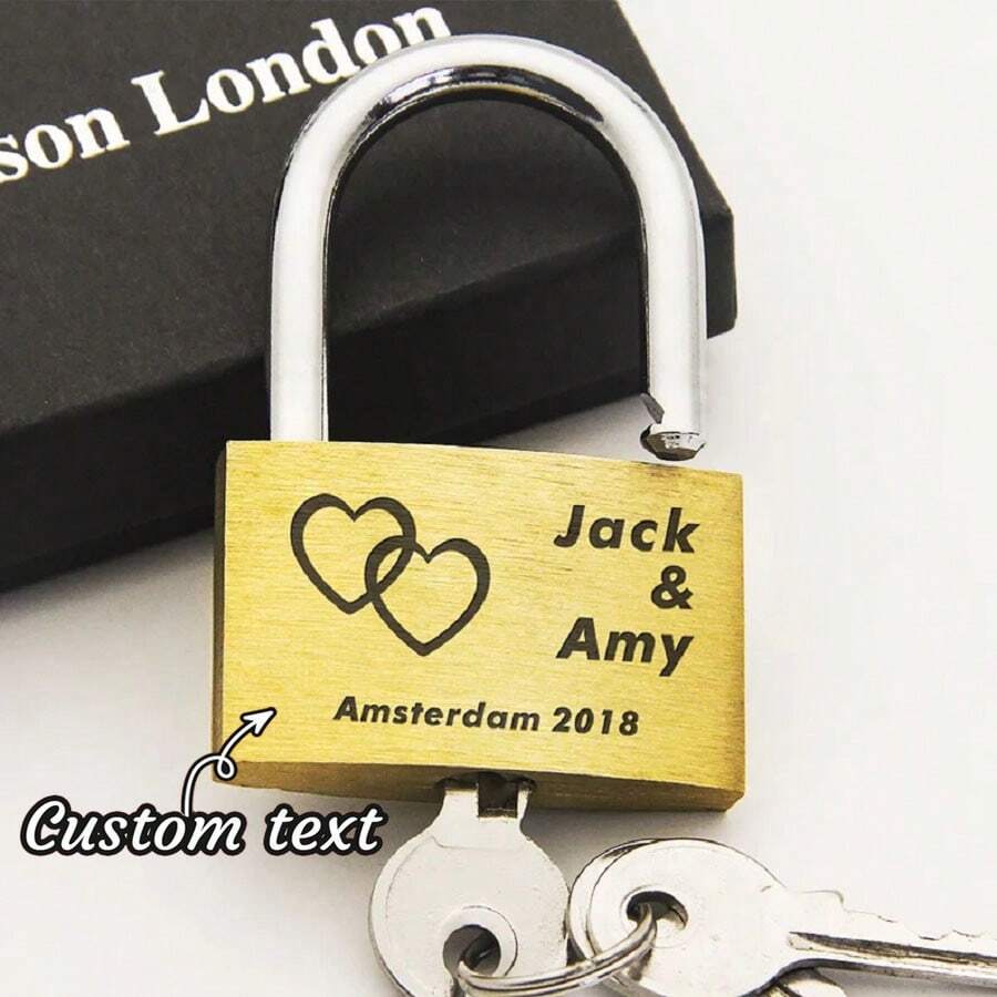 1pc,Wedding | Annivesary Gift | Present Love Lock Personalised Engraved Padlock