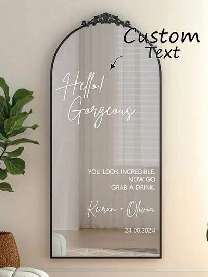 1pc Customized Sticker For Birthday/Anniversary/Wedding/Meeting Gift, Mirror Sticker, DIY Gift, Handmade, Handwritten, Wedding Sticker, Gift Sticker. Customized Holographic Name Sticker For Glass, Cup, Roller, Balloon, Etc. Calligraphy Sticker, Glass Name, Gift Box Decoration, Custom Text Label, Glitter Name/Word Sticker