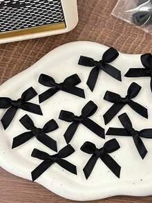 50 piezas/Paquete Lazos de cinta de colores, decoración para envolver regalos, decoración para tarjetas hechas a mano, accesorios para el cabello, lazos para globos, decoración para bodas y fiestas, decoración de habitaciones, decoración del hogar - Negro - Negro - Ver 2