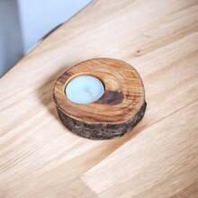 Kit 06 Castiçal de Vela Madeira Decoração Natal Lembrança Batizado Casamento Porta Velas Lembrancinha