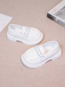 Girls' Soft Bottom Loafers New Autumn Versatile Low Vamp British Style Small Leather Shoes, Children