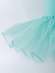 BOXMEMORY 1Pc Young Girls' Ballet Leotards, Short Sleeve Dance Dress,Lace Skirt For Ballerina, Dancing Practice Clothes Performance Outfits - Green - View 6