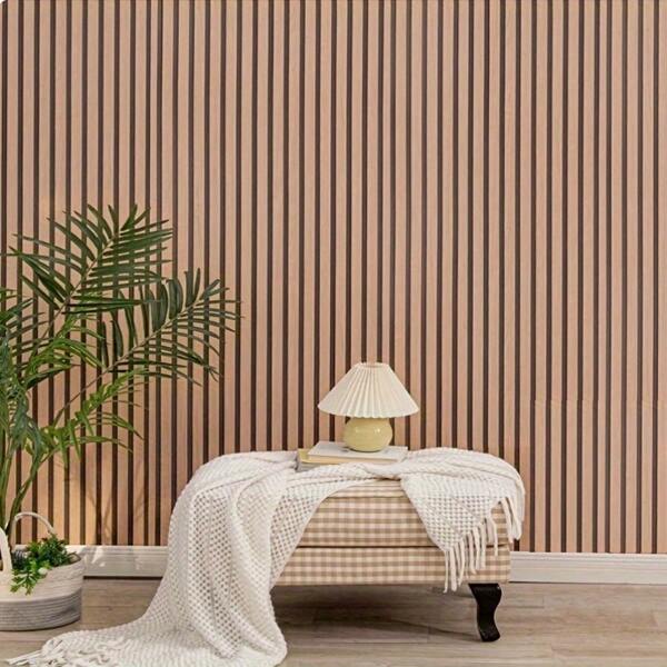 1 Roll Minimalist Black Stripe & Faux Woodgrain Pattern PVC Wallpaper, Waterproof Self-Adhesive Removable Easy Clean, Suitable For Living Room, Kitchen, Bedroom, Home & Dorm Furniture Decoration, 17.72*118.11Inch/17.72*196.85Inch Room Decor Home Decor Wallpapers Wall Paper Bathroom Wall Stickers Wall Decor Wall Sticker
