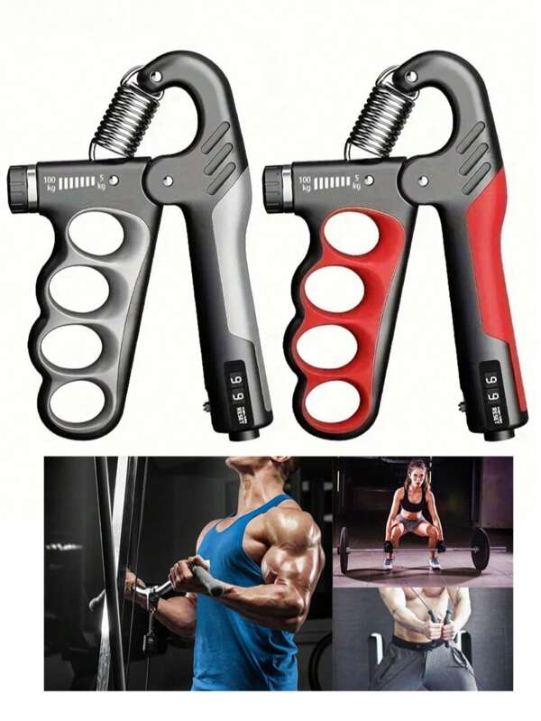 1-2pcs Adjustable Hand Grip Strengthener, Muscle Training Spring Grip Meter Fitness Grip Exerciser For Men & Women, Gym, Deporte, Gimnasio, Ejercicio En Casa