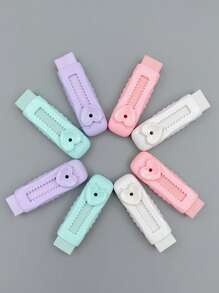 Cute Heart-Shaped Eraser Set, Durable ABS Material, Push-Pull Design, Lovely Macaron Colors, Suitable For Office And School Use