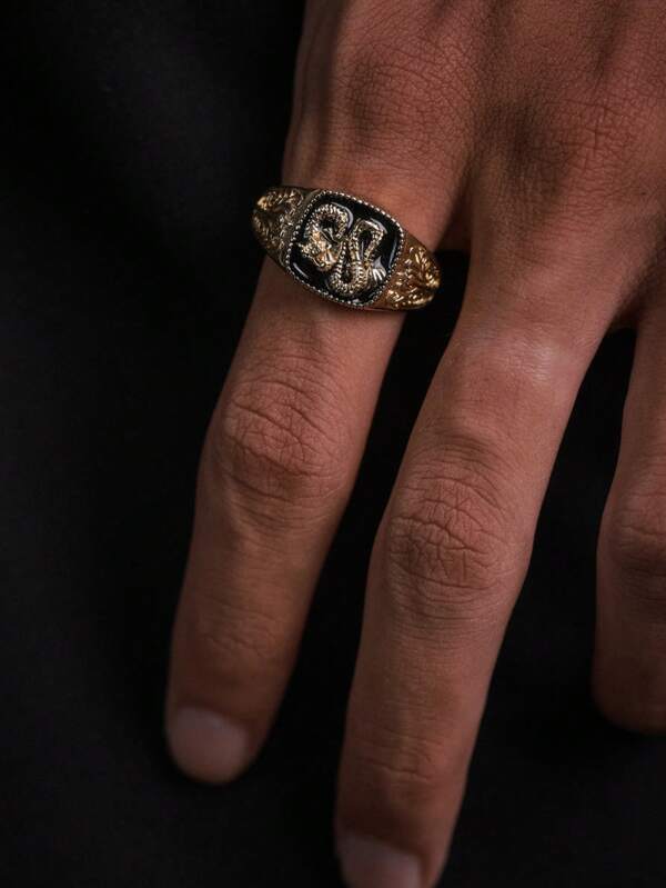 1pc Men's Fashionable 3D Dragon Embossed Design Versatile Ring, Suitable For Daily Wear, Events, Outdoor, Parties, Holidays