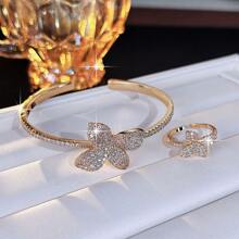 1 pulseira aberta de zircônia cúbica incrustada, elegante e versátil