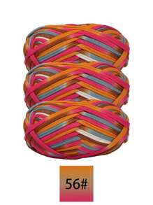 3 pièces Ruban de satin en polyester, environ 300g, mélange multicolore de fil doux en tissu - pour pantoufles au crochet DIY, sacs, panier de rangement (design d'emballage assorti)